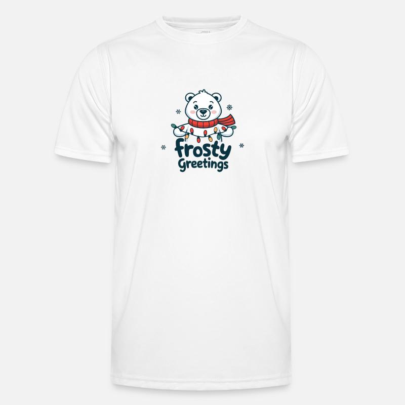 Frostige Grüße – Eisbär mit Lichterkette Männer Funktions-T-Shirt