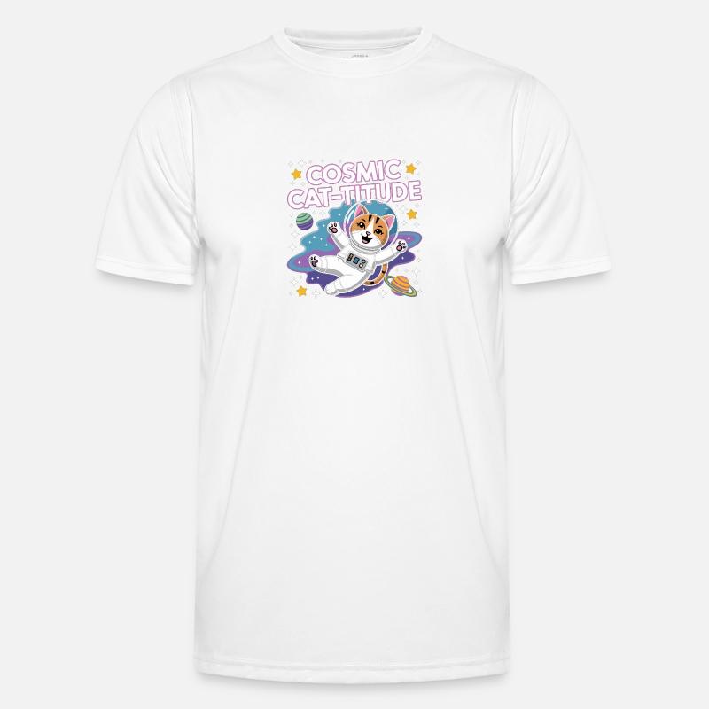 Cosmic Cat-titude – Intergalactic Cat Power - Men's Functional T-Shirt - white