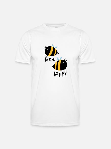 Bee Happy - T-shirt sport Homme - blanc