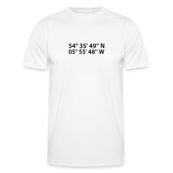 Coordonnées de Belfast - T-shirt sport Homme - blanc - Devant - AI Model Male 178 dark (178cm)