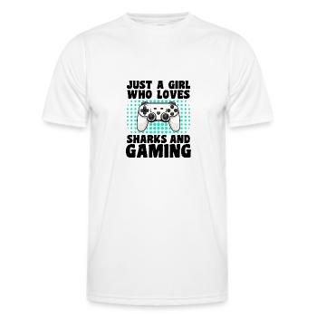 Gamer und Haie: Videospiele & Wasserabenteuer - Männer Funktions-T-Shirt - Weiß - Vorne - AI Model Male 178 dark (178cm)