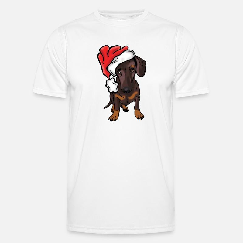 Weihnachts Dackel im Comic-Style Männer Funktions-T-Shirt