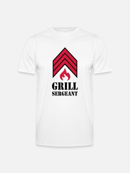 Grillen - Grillsergeant - Männer Funktions-T-Shirt - Weiß