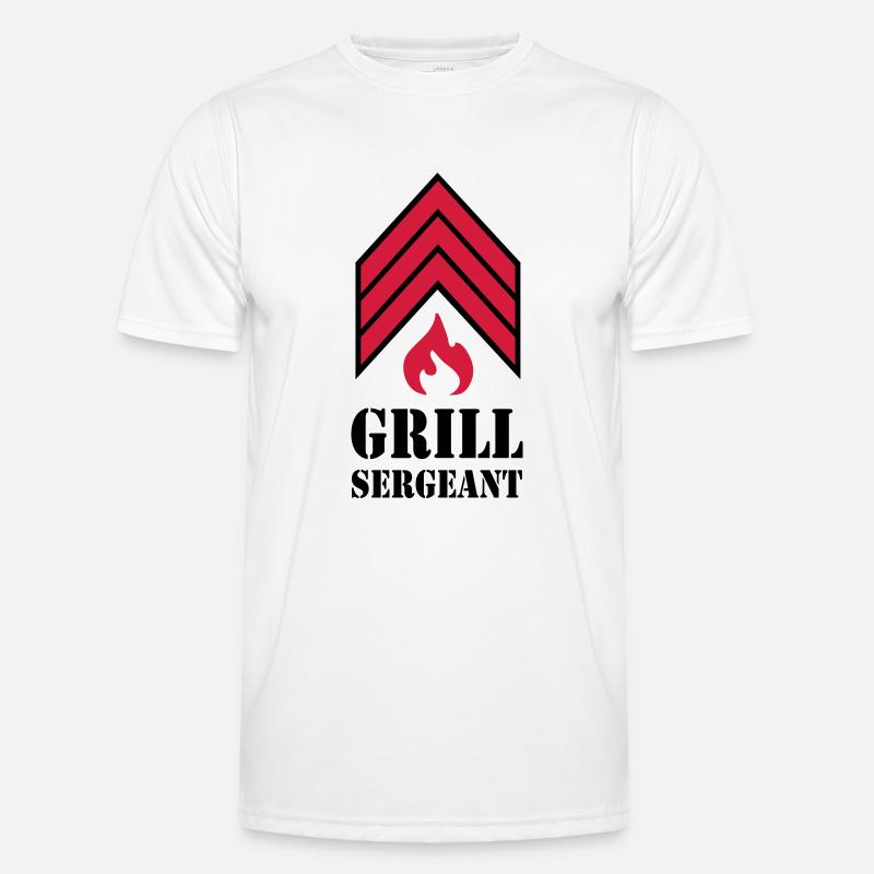 Grillen - Grillsergeant - Männer Funktions-T-Shirt - Weiß