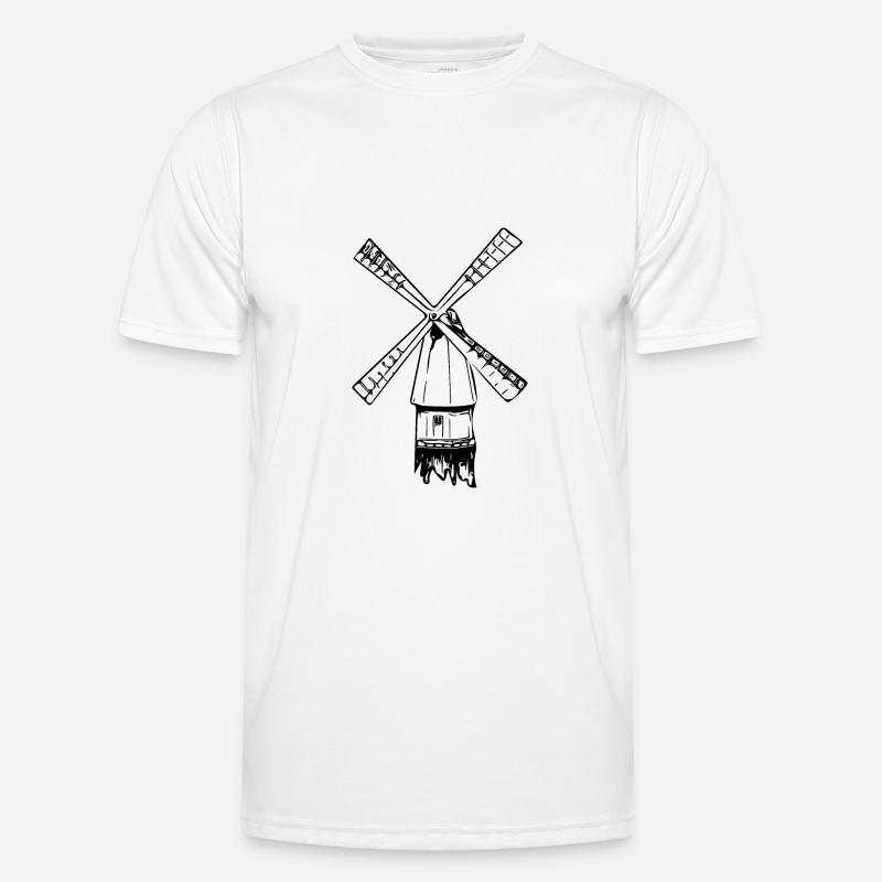 Vintage nostalgische Windmühle Männer Funktions-T-Shirt