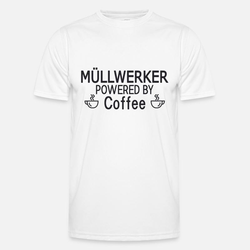 Müllwerker Powered By Coffee Männer Funktions-T-Shirt