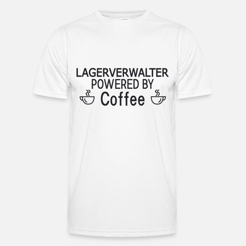 Lagerverwalter Powered By Coffee Männer Funktions-T-Shirt