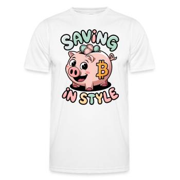 Saving In Style - Men's Functional T-Shirt - white - Front - AI Model Male 178 dark (178cm)
