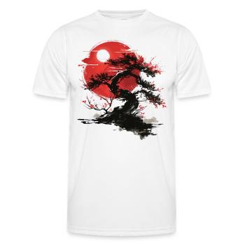 Japanese Tree Buddhism Roter Mond Aesthetic Bonsai - Männer Funktions-T-Shirt - Weiß - Vorne - AI Model Male 178 dark (178cm)