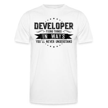Developer Colleagues Gift Profession Saying Funny - Men's Functional T-Shirt - white - Front - AI Model Male 178 dark (178cm)