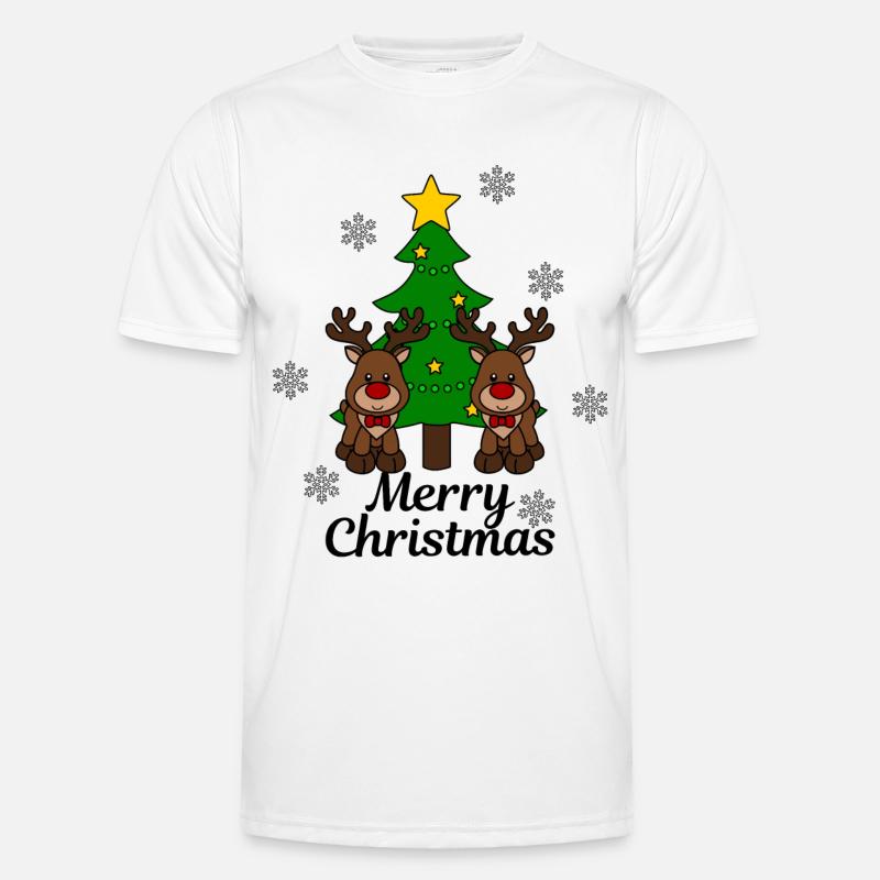 Elche mit Baum Merry Christmas Männer Funktions-T-Shirt