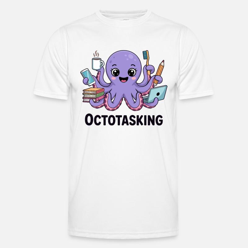 Octotasking Creature in Multitask Mode - Men's Functional T-Shirt - white