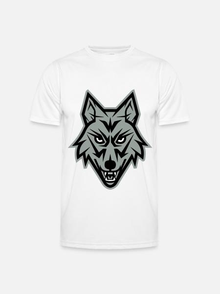 Wolf Symbol Portait Logo - Men's Functional T-Shirt - white