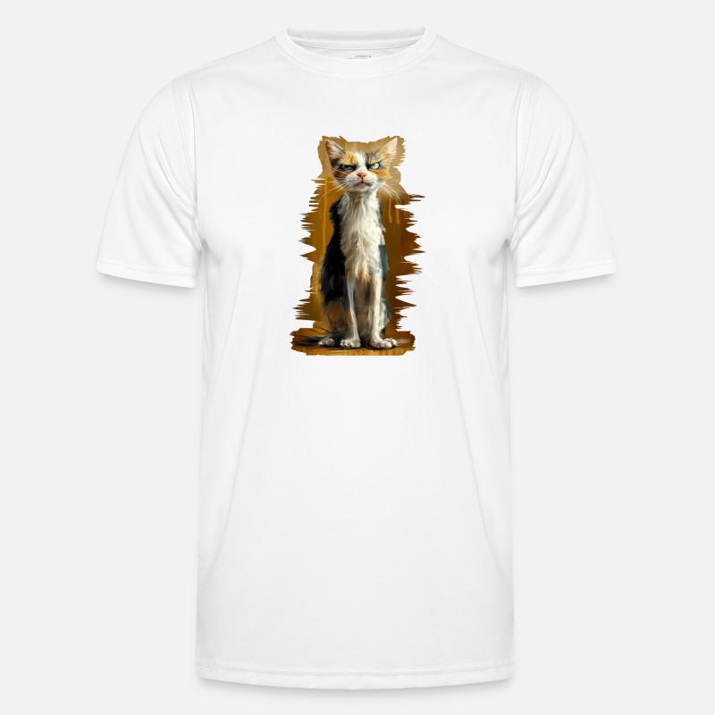 Crumpy Cat - Männer Funktions-T-Shirt - Weiß