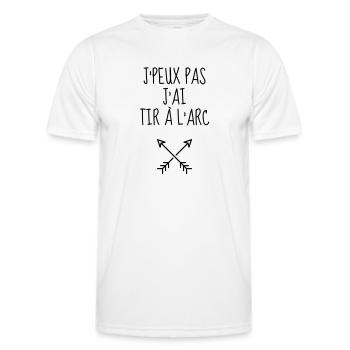 Tir à l'arc Archer Sport Sportif Athlète Flêche - T-shirt sport Homme - blanc - Devant - AI Model Male 178 dark (178cm)