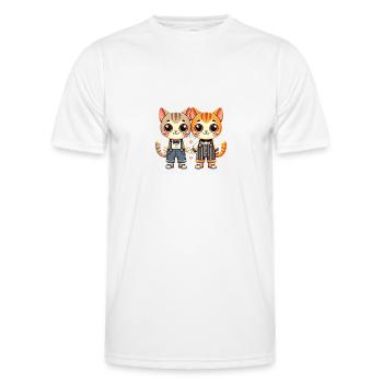 Two Cute Cat Friends Holding Hands - Männer Funktions-T-Shirt - Weiß - Vorne - AI Model Male 178 dark (178cm)