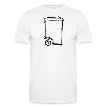 Garbage can drawing. Dustman. Garbage collection. - Men's Functional T-Shirt - white - Front - AI Model Male 178 dark (178cm)