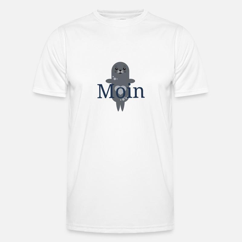 süße Robbe Moin - Männer Funktions-T-Shirt - Weiß