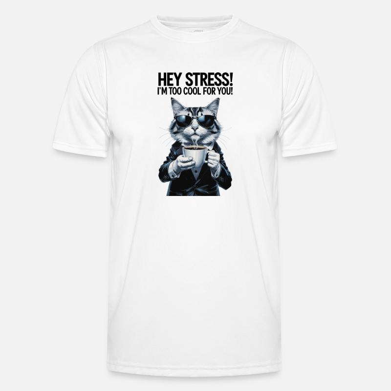 Chat sans stress avec du café T-shirt sport Homme