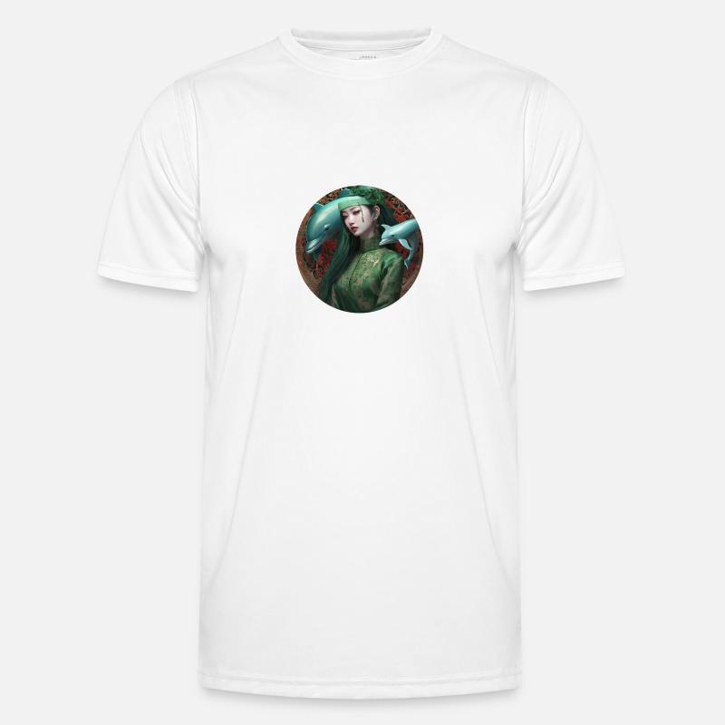 Anime,Dolphins,Asian,Circle,Gothic,Comic - Men's Functional T-Shirt - white