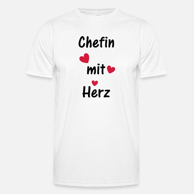 Chefin mit Herz - Männer Funktions-T-Shirt - Weiß