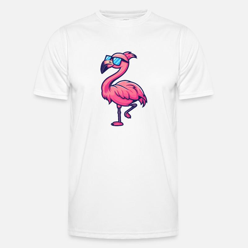 Flamingo Cool Comic - Männer Funktions-T-Shirt - Weiß
