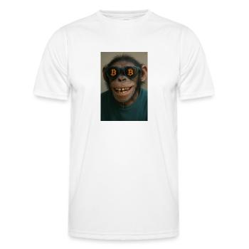 Bitcoin meets Monkey Joe - Men's Functional T-Shirt - white - Front - AI Model Male 178 dark (178cm)