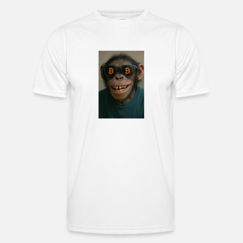 Bitcoin meets Monkey Joe - Männer Funktions-T-Shirt - Weiß