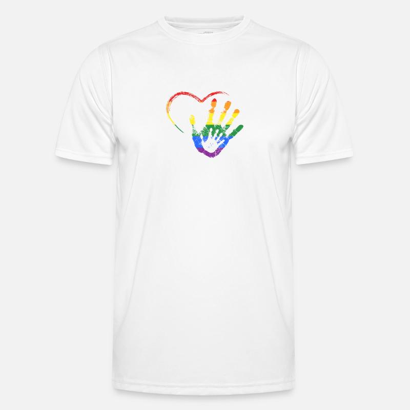 RAINBOW HAND IN HAND - Männer Funktions-T-Shirt - Weiß