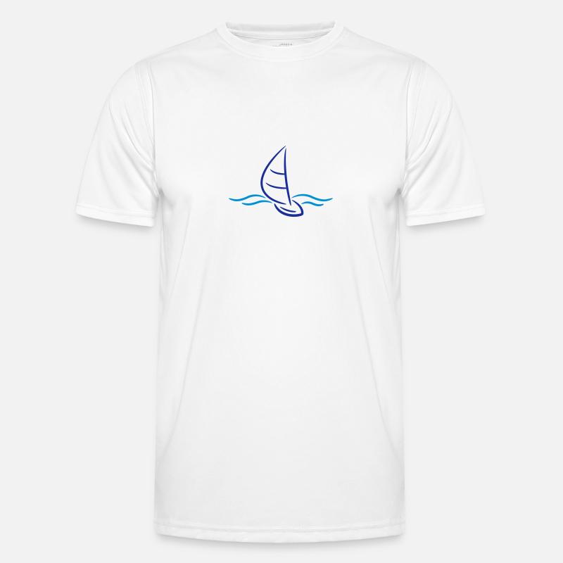 Sailing Boad And Waves Logo - Men's Functional T-Shirt - white