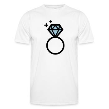 Engagement ring with diamond - Men's Functional T-Shirt - white - Front - AI Model Male 178 dark (178cm)