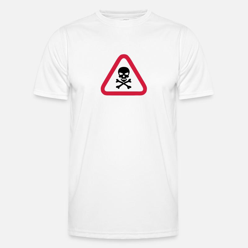 skull danger triangle panel 280) - Men's Functional T-Shirt - white