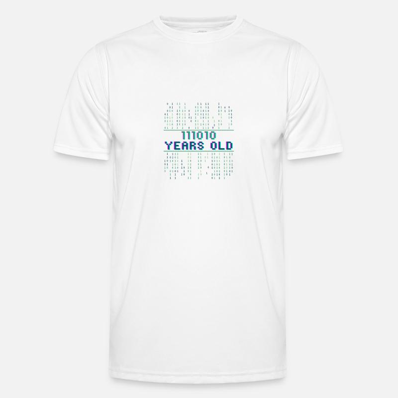 58. Geburtstag 58 Jahre alt Binärcode Coder - Männer Funktions-T-Shirt - Weiß