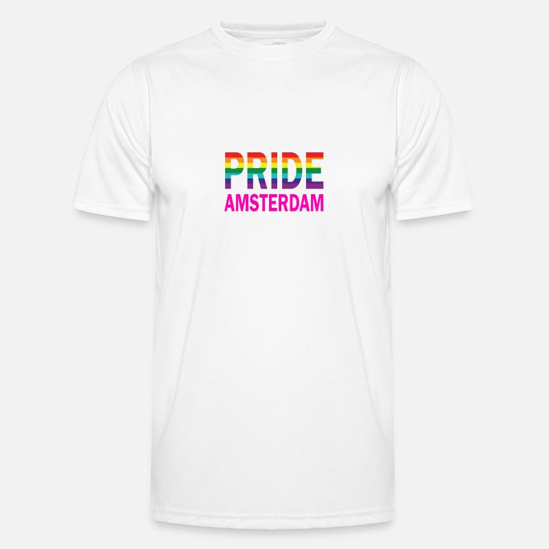 Pride Amsterdam in Regenbogenfarbe und Pink - Männer Funktions-T-Shirt - Weiß