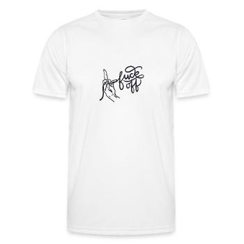Fuck Off Handlettering schwarz Linie - Männer Funktions-T-Shirt - Weiß - Vorne - AI Model Male 178 dark (178cm)