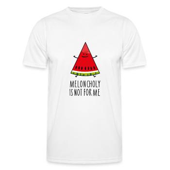 Drôle d’optimisme melon - T-shirt sport Homme - blanc - Devant - AI Model Male 178 dark (178cm)