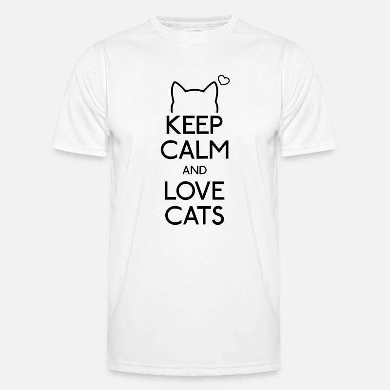 Keep Calm and love Cats - Men's Functional T-Shirt - white