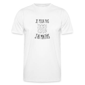 je peux pas j'ai maths - T-shirt sport Homme - blanc - Devant - AI Model Male 178 dark (178cm)