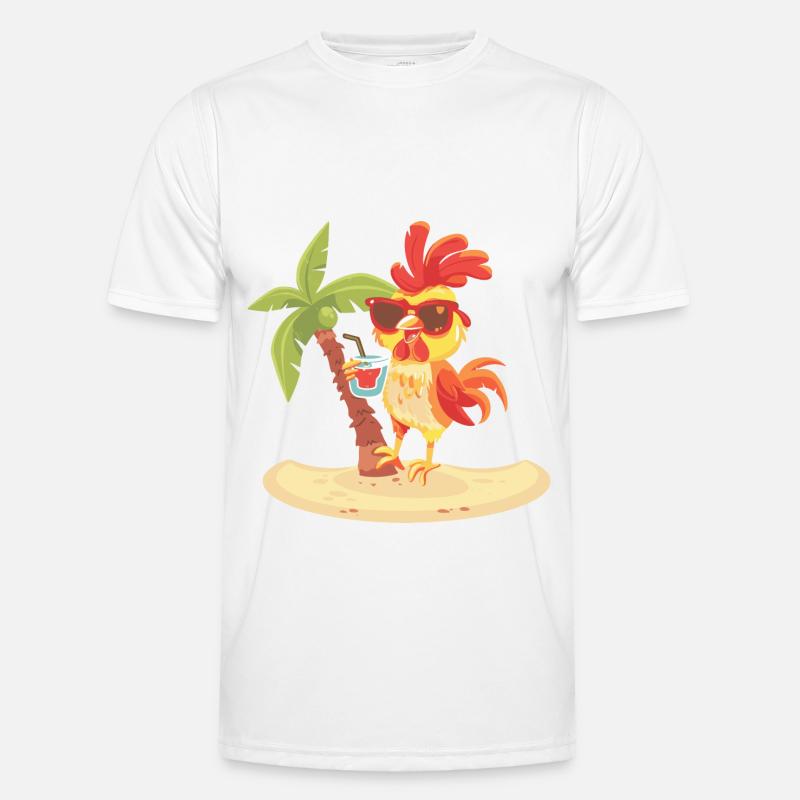 Rooster Summer Beach Vacation - Men's Functional T-Shirt - white