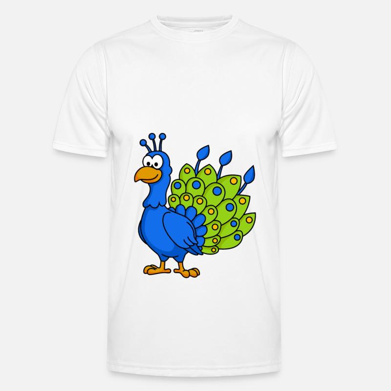 Pfau Comic Tier - Männer Funktions-T-Shirt - Weiß