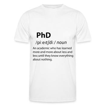 PhD Funny Dictionary Définition - T-shirt sport Homme - blanc - Devant - AI Model Male 178 dark (178cm)