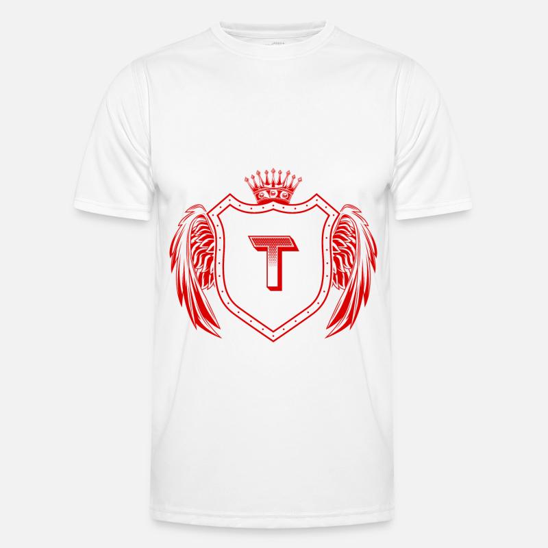 T Buchstabe Wappen - Männer Funktions-T-Shirt - Weiß