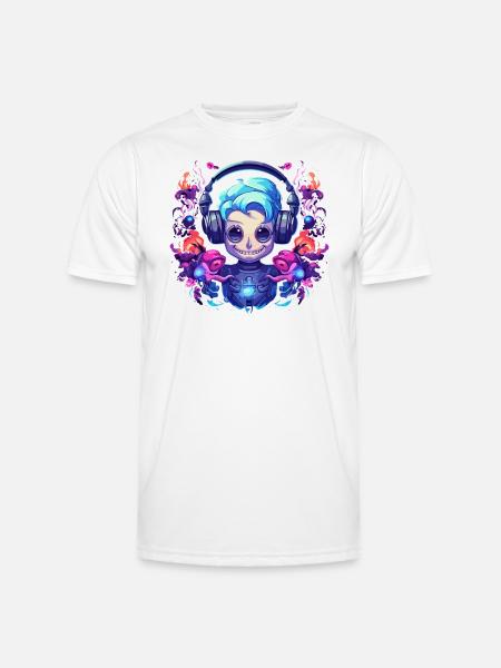Synthwave Robot Girl Design - Men's Functional T-Shirt - white