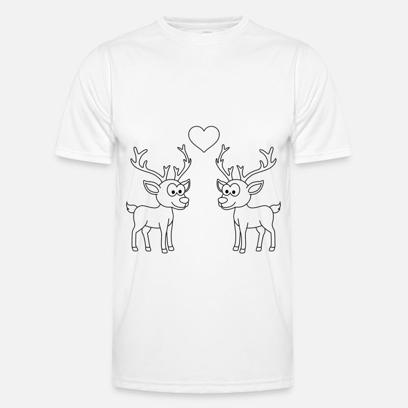 Hirsch Comic Paar Liebe - Männer Funktions-T-Shirt - Weiß