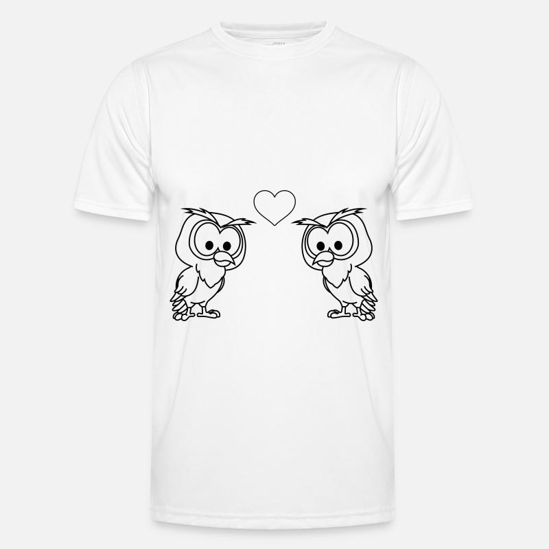 Eule Comic Paar liebe - Männer Funktions-T-Shirt - Weiß