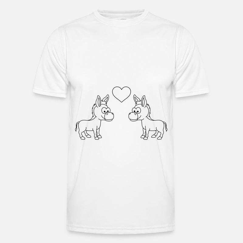 Esel Comic Paar liebe Männer Funktions-T-Shirt