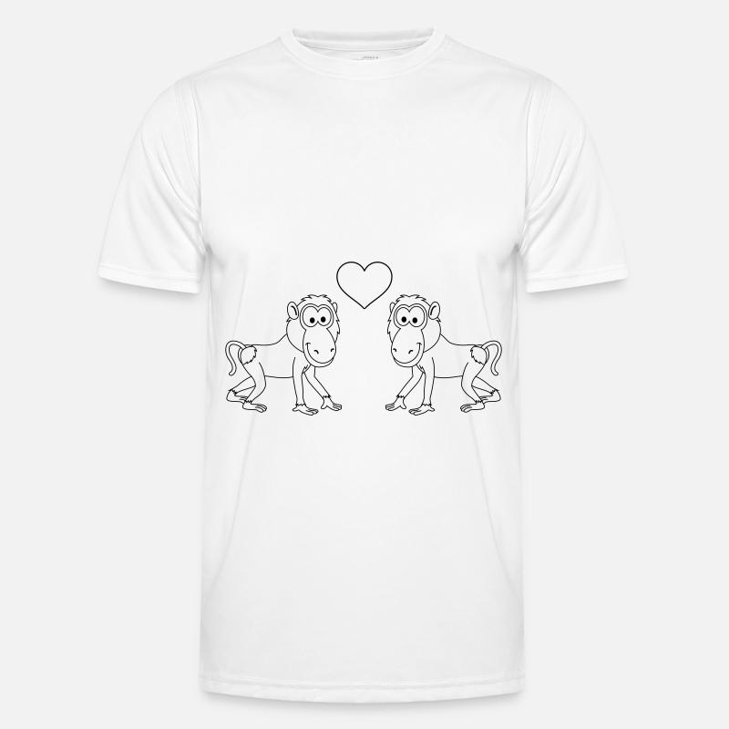 Monkey monkey comic couple love - Men's Functional T-Shirt - white