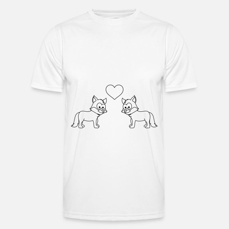 Fuchs Comic Paar Liebe - Männer Funktions-T-Shirt - Weiß