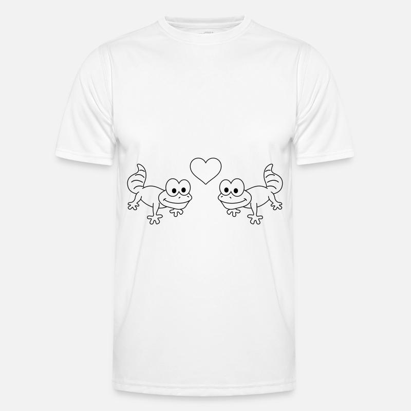 Gecko Comic Paar liebe - Männer Funktions-T-Shirt - Weiß