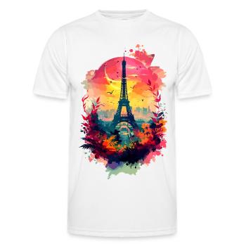 Paris Eiffelturm Frankreich Stadt Skyline Bunt - Männer Funktions-T-Shirt - Weiß - Vorne - AI Model Male 178 dark (178cm)